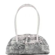 Сумка на плечо из замши с принтом