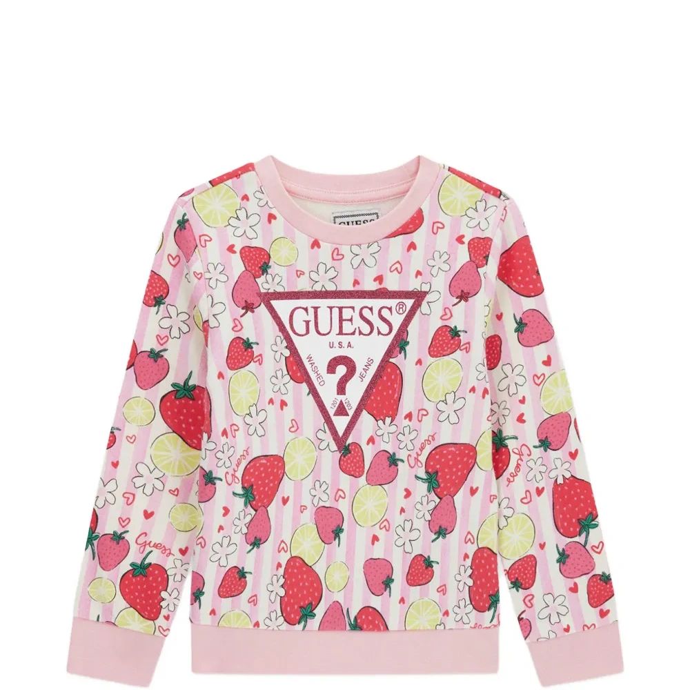 Полосатый свитшот с принтом в виде клубники