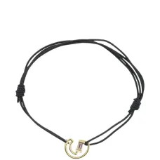 Браслет-шнурок с буквой G и турмалином