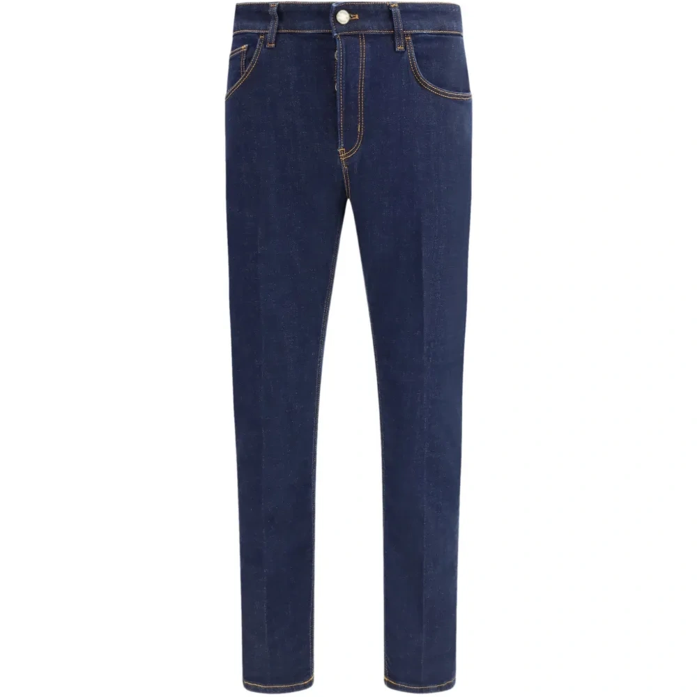 Синие джинсы прямого кроя