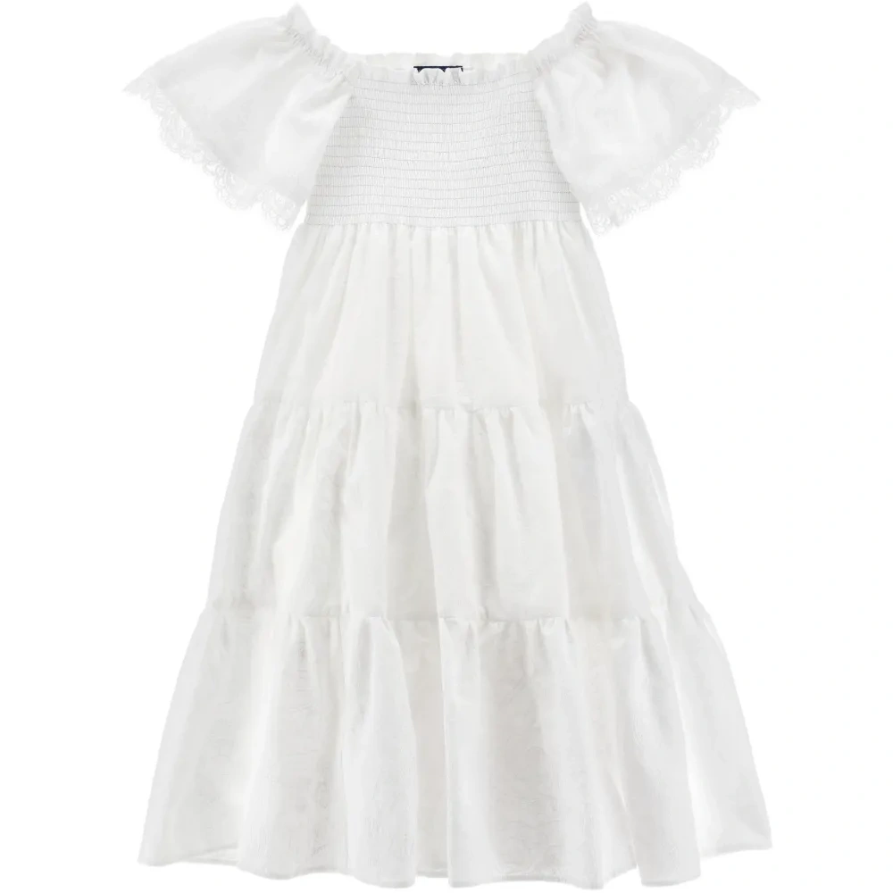 Многоярусное платье с кружевной отделкой