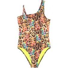 Купальник на одно плечо с анималистичным принтом