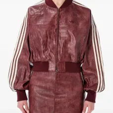 Бомбер с полосками и эффектом кожи крокодила