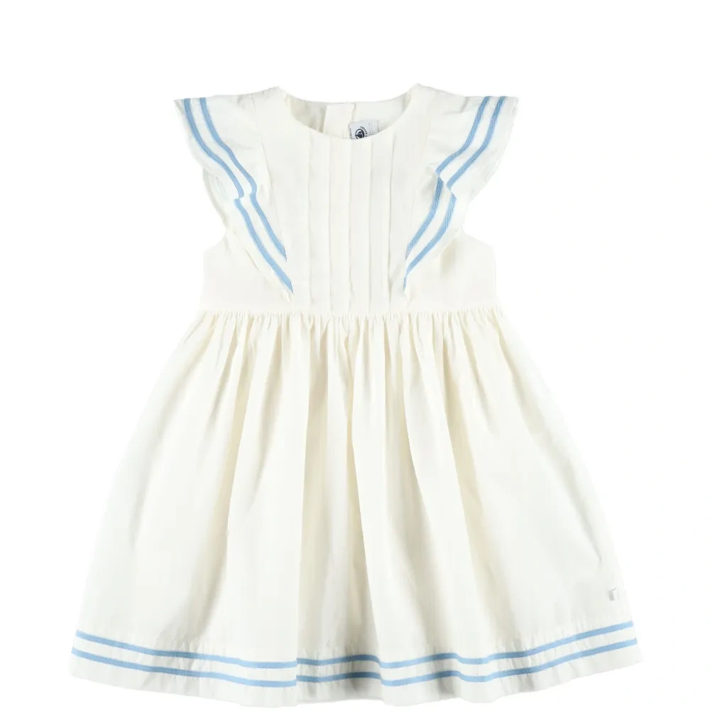 Платье с оборками и полосатой отделкой