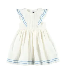 Платье с оборками и полосатой отделкой Платье с оборками и полосатой отделкой