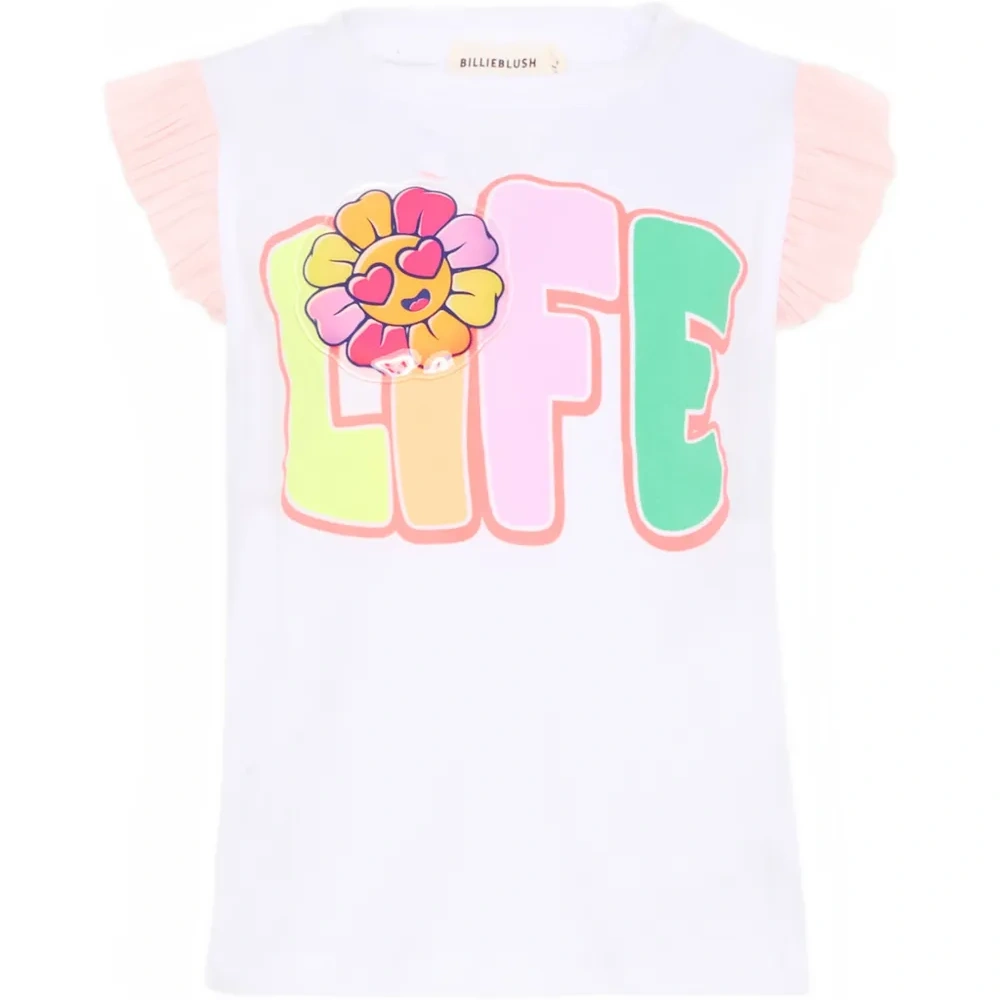 Футболка с оборчатыми рукавами и графическим принтом