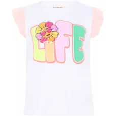 Футболка с оборчатыми рукавами и графическим принтом