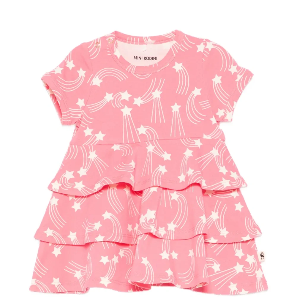 Платье с ярусами и принтом звезд