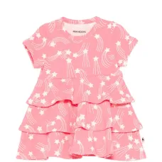 Платье с ярусами и принтом звезд