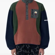 Свитшот с контрастными вставками и планкой на пуговицах