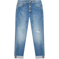 Джинсы с потертостями и пуговицами Джинсы с потертостями и пуговицами