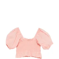 Блузка с пышными рукавами и отделкой в технике "смокинг"