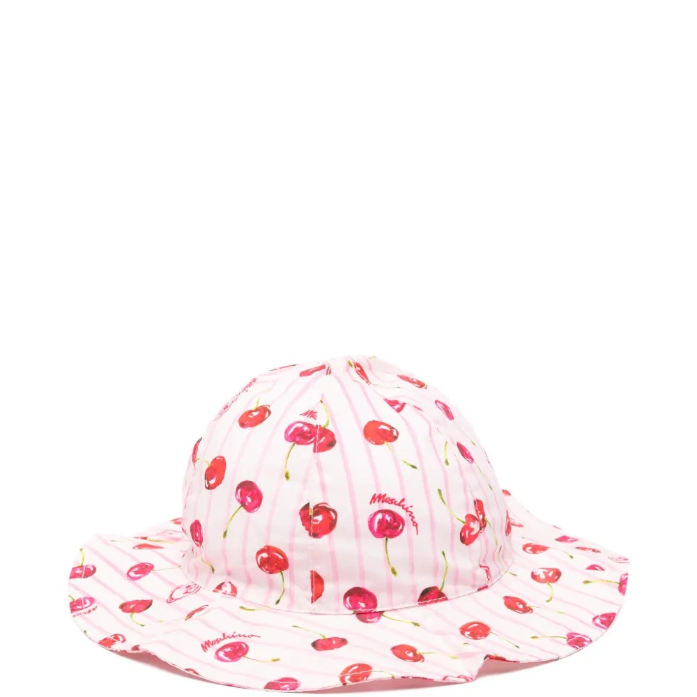 Полосатая детская шапка с вишенками