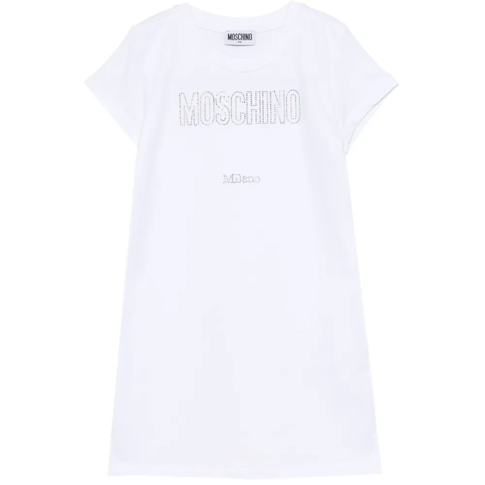 Платье с логотипом, украшенное кристаллами