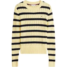 Полосатый свитер с косичкой