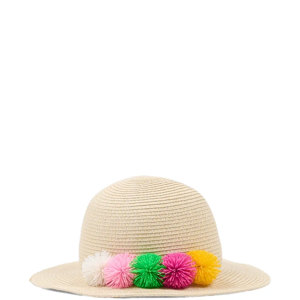 Соломенная шляпа с помпонами