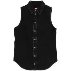 Джинсовая рубашка без рукавов