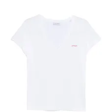 Футболка с V-образным вырезом и надписью Футболка с V-образным вырезом и надписью