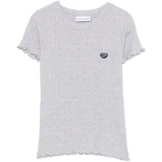 Футболка с оборками и нашивкой-логотипом Футболка с оборками и нашивкой-логотипом