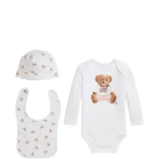 Комплект из трёх боди с принтом "медвежонок"