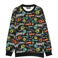 Свитшот с графичным принтом и круглым вырезом