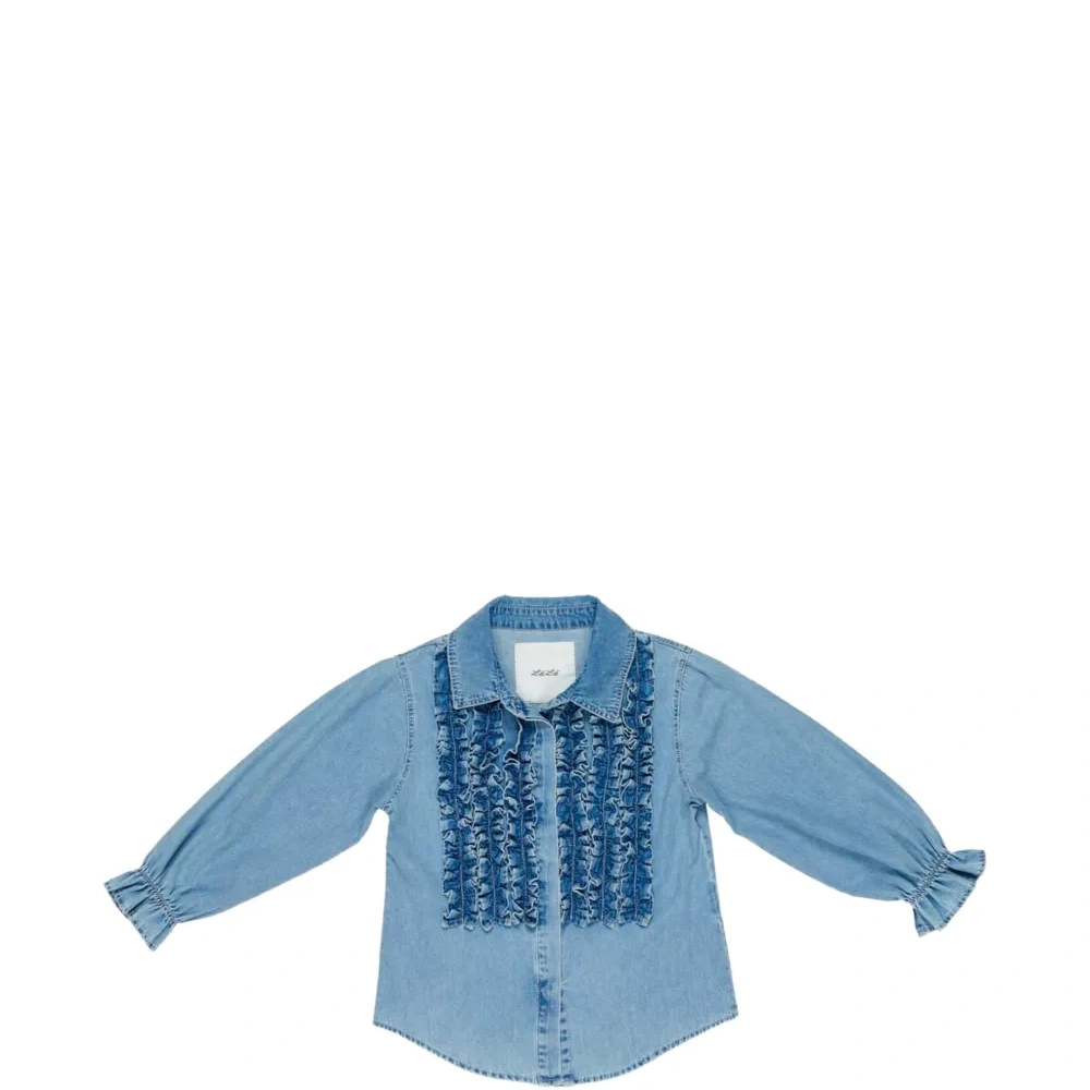 Джинсовая рубашка с рюшами