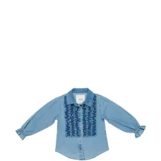 Джинсовая рубашка с рюшами