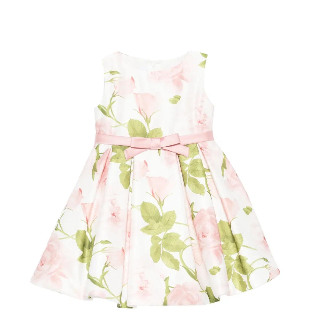 Платье с бантом и цветочным принтом
