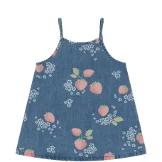 Платье на бретелях с принтом клубники