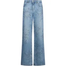 Джинсы с украшением из страз