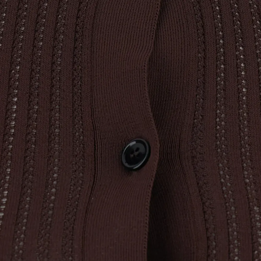 Кардиган в рубчик с круглым вырезом