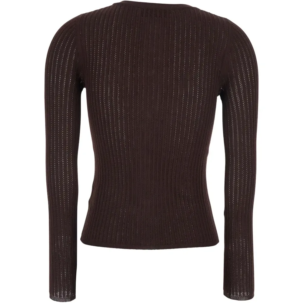 Кардиган в рубчик с круглым вырезом