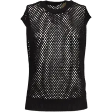 Жилет с круглым вырезом и ажурной отделкой