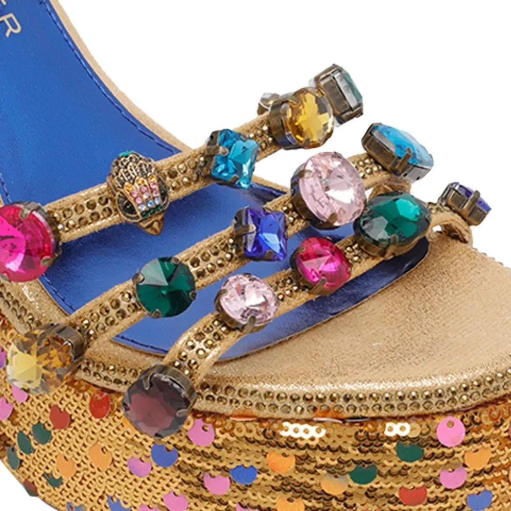 Босоножки на платформе с пайетками и украшением из драгоценных камней Босоножки на платформе с пайетками и украшением из драгоценных камней