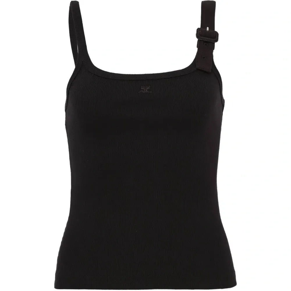 Топ в рубчик с пряжками