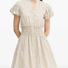 Полосатое платье мини с короткими рукавами