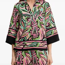 Узорчатый топ с рукавами три четверти Узорчатый топ с рукавами три четверти