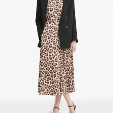 Платье с леопардовым принтом и завязками