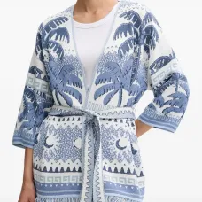 Кардиган с бахромой и пальмовым принтом