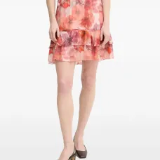 Мини-юбка с цветочным узором и оборками