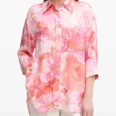 Рубашка с цветочным принтом на пуговицах