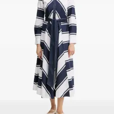 Платье миди в полоску с поясом Платье миди в полоску с поясом