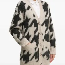 Кардиган на пуговицах с узором «гусиная лапка»