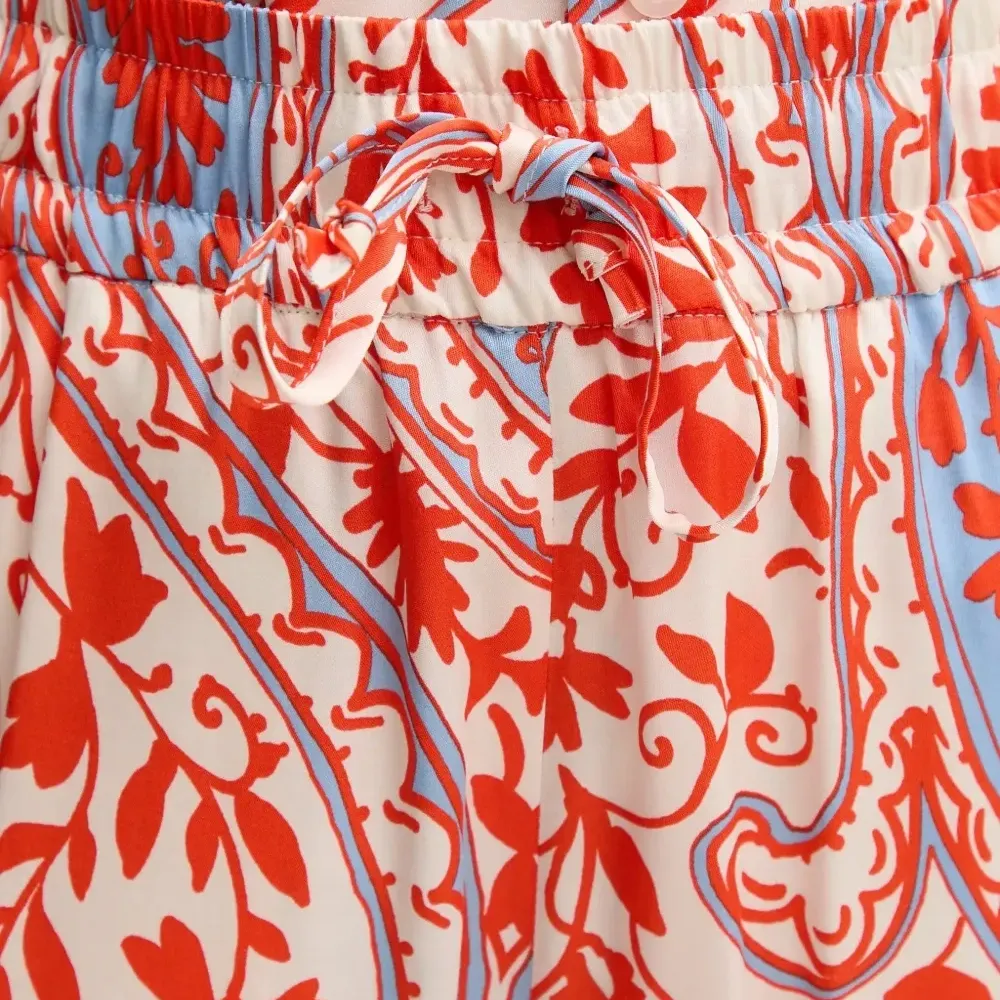 Брюки на завязках с цветочным принтом