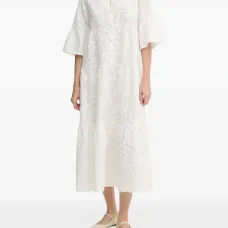 Платье с расклешёнными рукавами и цветочным принтом