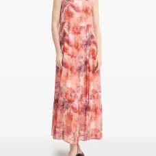 Макси-платье с цветочным принтом и ярусами