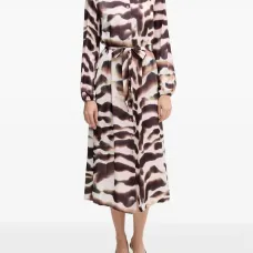 Миди-платье с поясом и тай-дай принтом