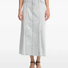 Миди-юбка с панелями и необработанными краями