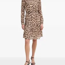 Платье миди с леопардовым принтом и поясом