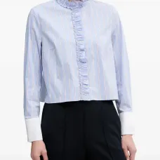 Рубашка в полоску с оборками